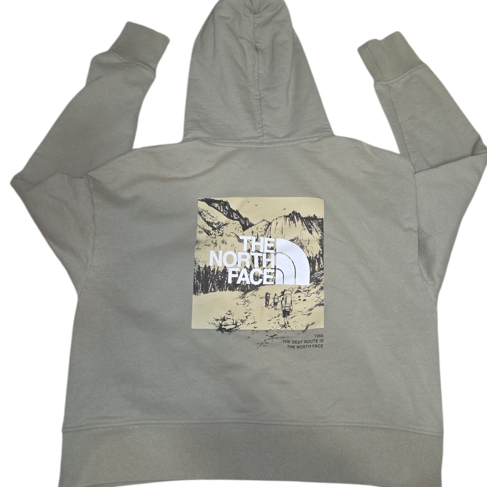 The North‎ Face Women’s Hoodie Medium Olive Graphic Logo Pullover Sweatshirt